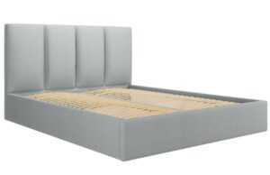 Světle šedá látková dvoulůžková postel MICADONI Pyla 160 x 200 cm