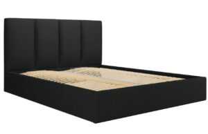 Černá látková dvoulůžková postel MICADONI Pyla 140 x 200 cm