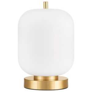 Bílá skleněná stolní lampa Nova Luce Lato se zlatou podstavou