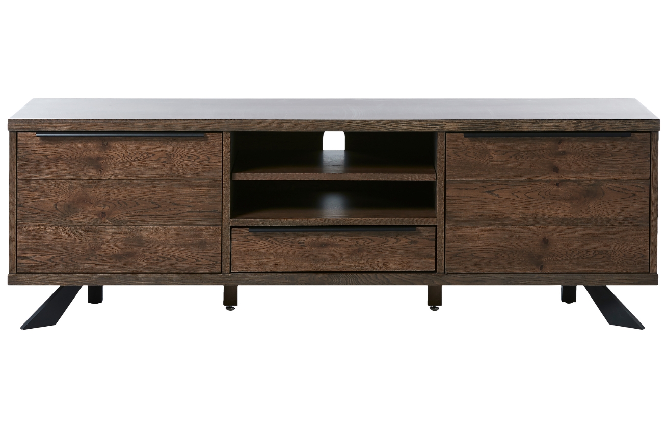 Tmavě hnědý dubový TV stolek Unique Furniture Arno 170 x 42 cm